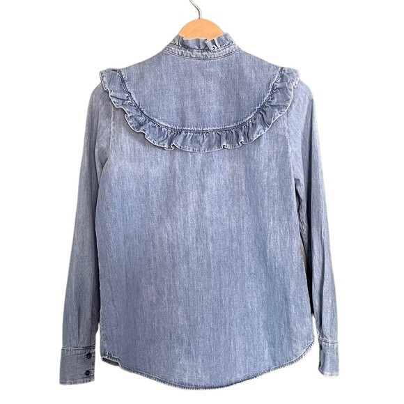 Paris Atelier & Other Stories Embroidered Western Denim Boho Shirt Womens Size 4 - Picture 3 of 12